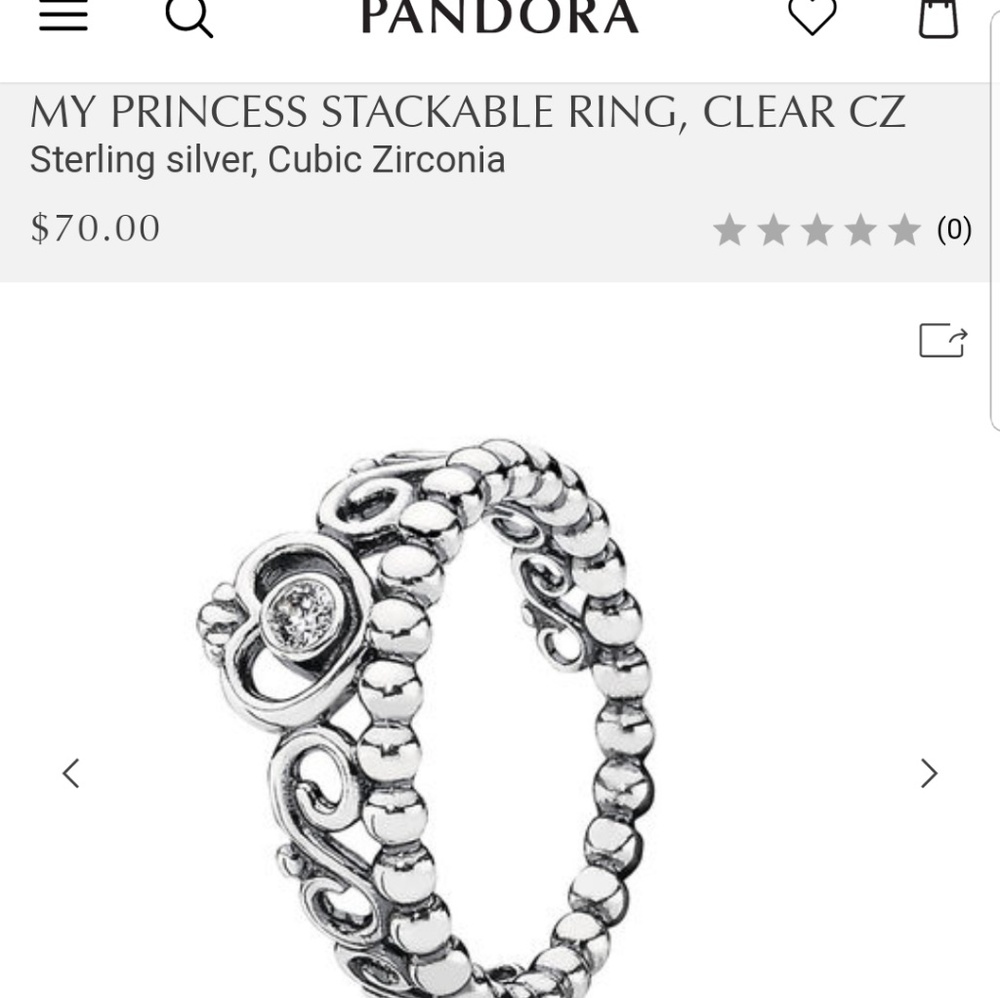 New Pandora my Princess ring Size 6